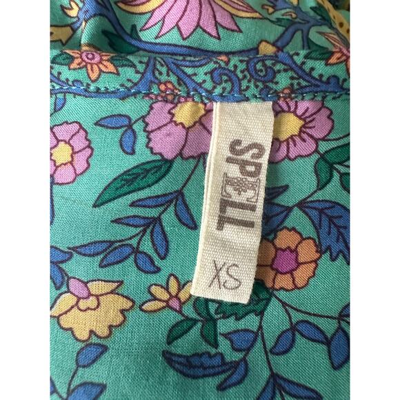 NWT SPELL DESIGNS FOLKTOWN TURQUOISE BLOUSE XS - Picture 9 of 9